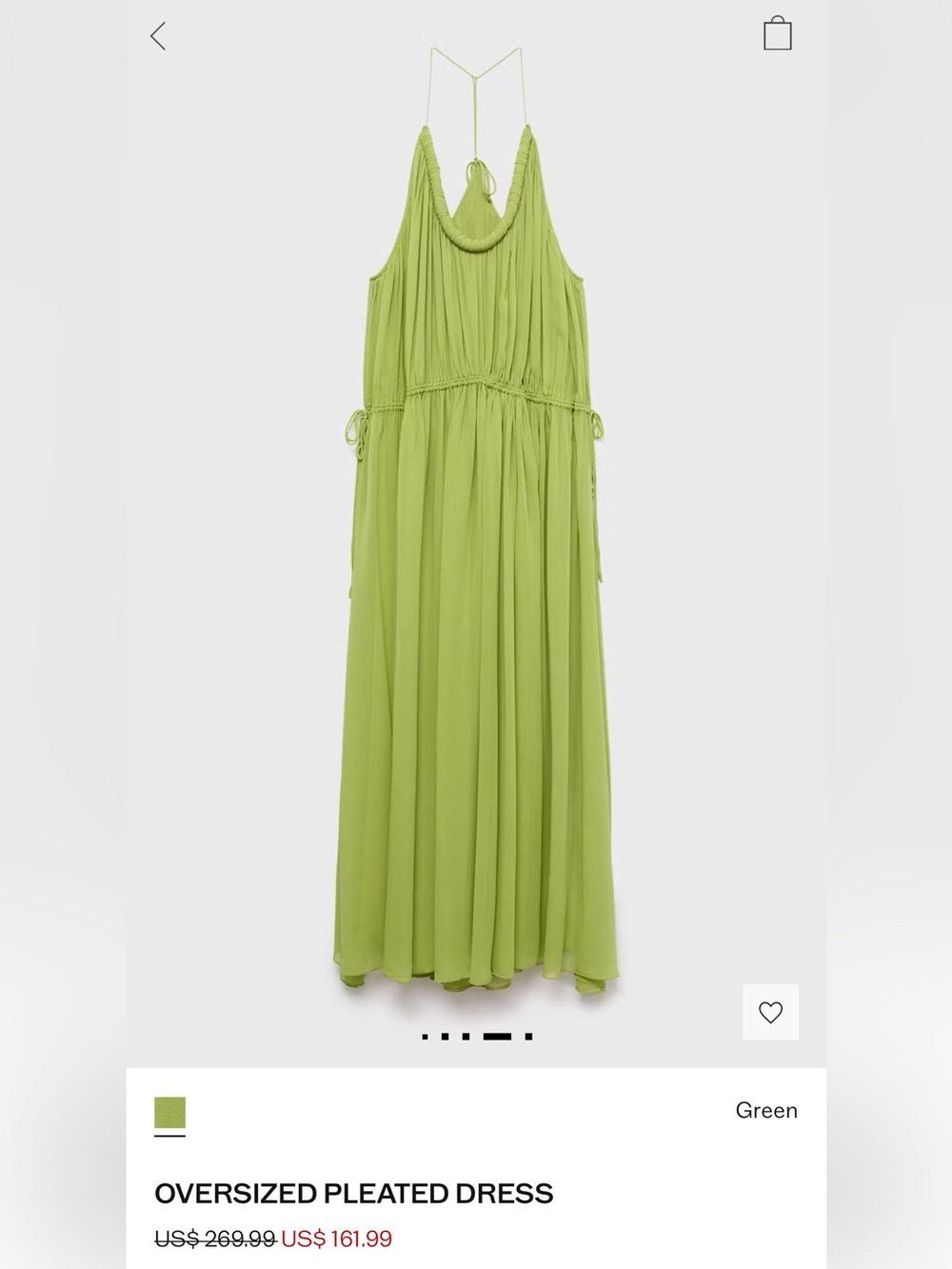 MANGO NWT Lime Green Maxi Dress